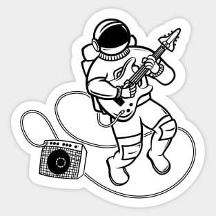 Astronaut Rockstar! (White Fill + Black Outline) Sticker